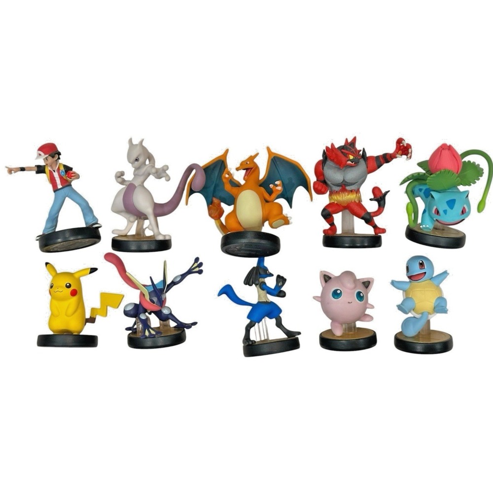 Amiibo Lot of 10 Pokemon Figurines Charizard Pikachu Squirtle Lucario Mewtwo